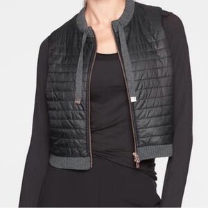 Athleta Black Quilted Vest with Gray Trim
